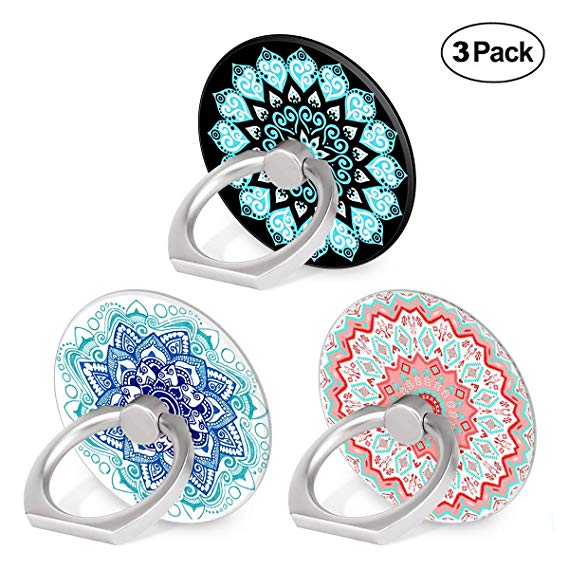 Bonoma Phone Ring Stand Holder, 3-Pack 360 Degree Rotation Universal Finger Ring Stand Compatible with Smartphones and Tablets Mandala