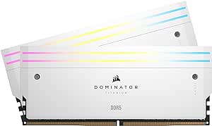 CORSAIR DOMINATOR TITANIUM RGB DDR5 RAM 96GB (2x48GB) DDR5 6600MHz CL32 Intel XMP iCUE Compatible Computer Memory - White (CMP96GX5M2B6600C32W)