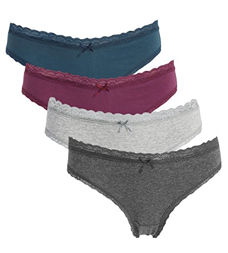 ATTRACO Women's Bikini Underwear Cotton Panties Assorted 4 Packs