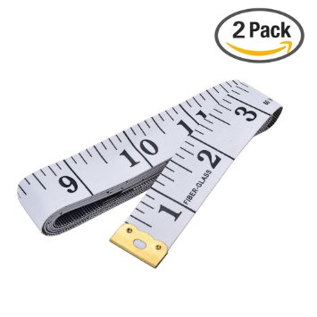 eBoot 1.5m/ 60 Inch Soft Tape Measure for Sewing Tailor Cloth, White (2 Pack)