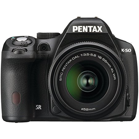 Pentax K-50 16 MP Digital SLR Camera Kit with DAL 18-55mm WR f/3.5-5.6 and 50-200mm WR Lenses (Black)