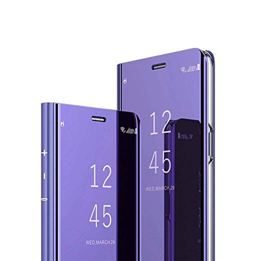 Samsung Note 9 Case, COTDINFORCA Mirror Design Clear View Flip Bookstyle Luxury Protecter Shell With Kickstand Case Cover for Samsung Galaxy Note 9 (2018). Flip Mirror: Purple
