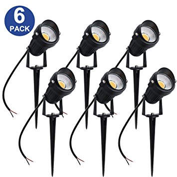 YGS-Tech 5W LED Landscape Lights 12V Low Voltage Waterproof Warm White Spotlights for Garden, Yard, Lawn, Pathway (6 Pack)