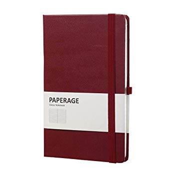 Journal Notebook, PAPERAGE Lined A5 Hardcover Notebook, 80 gsm, 208 Pages, for Notes Sketches Notebook Journal (Red, Ruled)