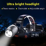 2000 Lumens LED HeadlampWaterproof Zoomable Rechargeable Head TorchHeadlight for Camping  Fishing  Cycling