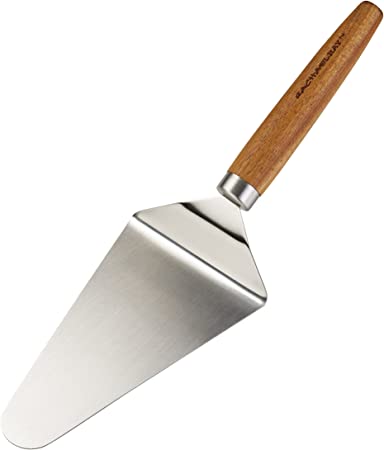 Rachael Ray Pantryware Cucina Stainless Steel Pizza Server, 9-Inch, Acacia Wood Handle, Small