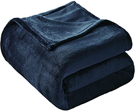 VEEYOO Flannel Fleece Throw Blanket - 50 x 60 Inch Navy Super Soft Warm Bed Blankets - All Seasons Plush Couch Blankets Fuzzy Lightweight Cozy Microfiber Blankets for Kids and Families