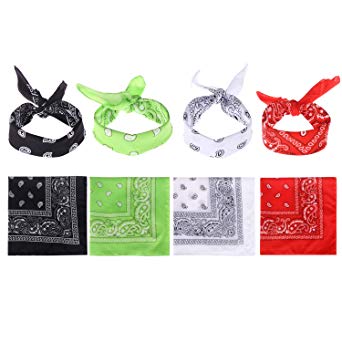 VAIPI 8 Pieces Paisley Bandanas Cowboy Bandanas Unisex Novelty Print Head Wrap Scarf Wristband for Adults and Kids