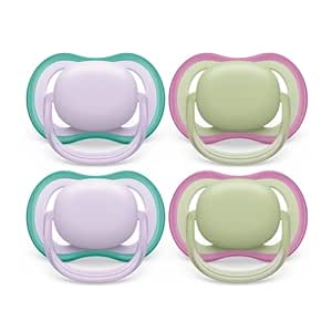 Philips Avent Ultra Air Pacifier - 4 x Light, Breathable Baby Pacifiers for Babies Aged 0-6 Months, BPA Free with Sterilizer Carry Case, SCF085/50