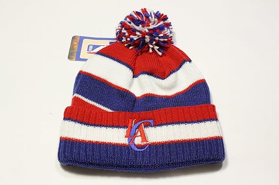 adidas Los Angeles Clippers Striped Knit Cuffed Pom Knit Cap/Beanie