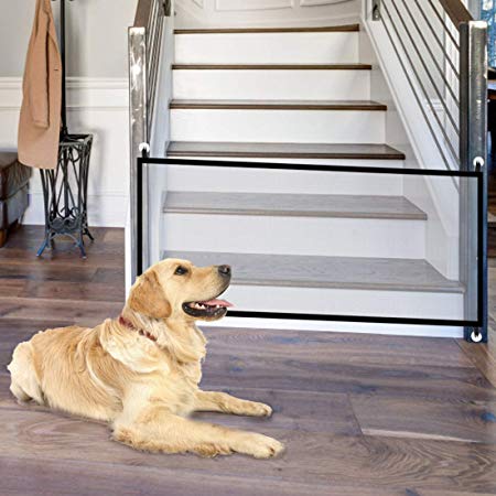 Pet Safety Gate Magic Dog Gate Magic Gate for Dog,43.3"x28.3" Portable Mesh Folding Safety Fence,Keep Your Baby and Pets Away from Kitchen and Outdoor …