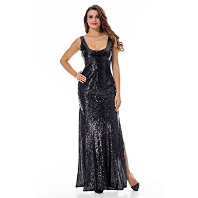 PARTY LADY Women's Fashion Sequins High Split Sexy Party Club Long Dress