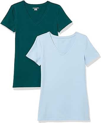 Amazon Essentials Women's Classic-Fit Short-Sleeve V-Neck T-Shirt, Multipacks