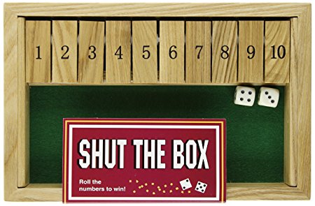 Square Root Games 0024 Shut The Box In Natural Finish Solid Hardwood