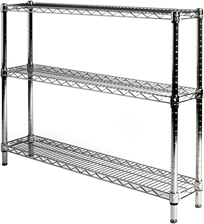 8" d x 42" w Chrome Wire Shelving with 3 Shelves