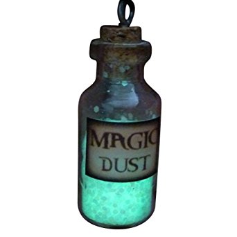 Steampunk Necklace Magic Fire Fairy Angel Dust Pendant Charm Glow in the Dark MS