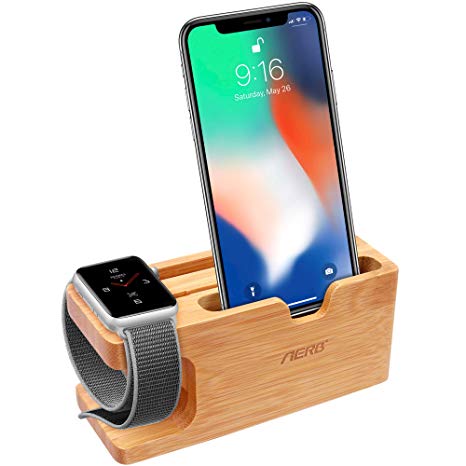 Apple Watch Stand Aerb iWatch Bamboo Wood Charging Stand Bracket Docking Station Stock Cradle Holder for Both 38mm and 42mm
