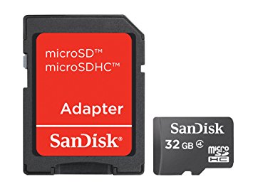 SanDisk 32GB Class 4 Micro SDHC Memory Card With Adapter, Frustration-Free Packaging- SDSDQ-032G-AFFP-A