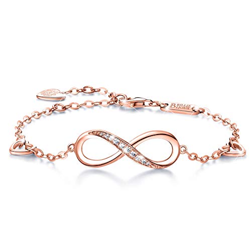 Billie Bijoux Womens 925 Sterling Silver Infinity Endless Love Symbol Charm Adjustable Bracelet Women Gift for Christmas
