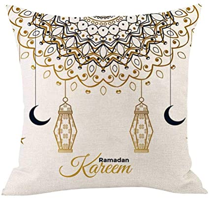 Riforla Throw Pillow Covers Ramadan Decoration Cushion Cover Gold Moon Star Eid Mubarak Festive Pillow Cover Pillow Cases Outdoor Pillows Body Pillow Cover Pillowcase for Sofa Bed Home Decor