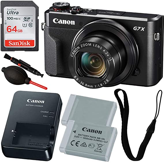 Canon PowerShot G7 X Mark II Digital Camera with Free Promotional - Includes: SanDisk 64GB SD Memory Card, Seller Supplied Replacement Lithium Ion Battery & More