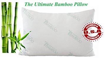 Bamboo Pillow - Most Comfortable Down Alternative Hypoallergenic Pillow with Stay Cool Bamboo Cover - Best Pillows for Stomach, Back, and Side Sleepers - 100% Satisfaction Guarantee (Standard)