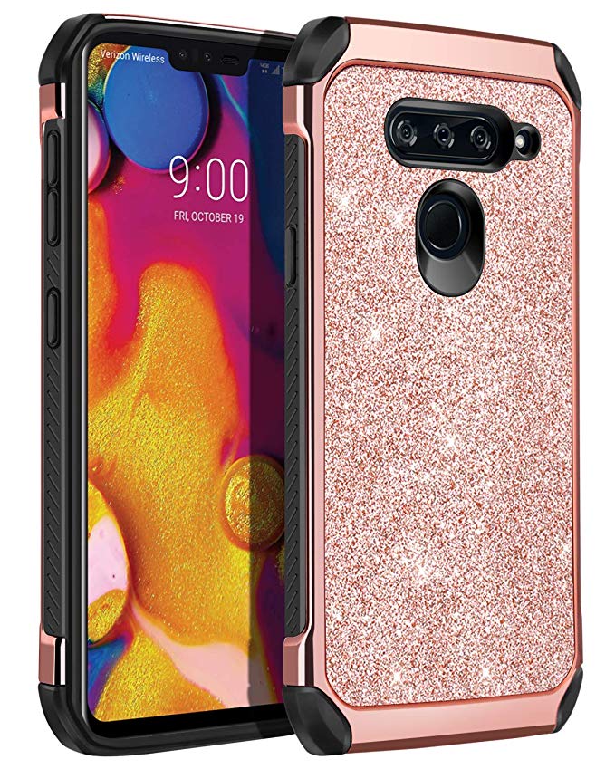 BENTOBEN Compatible with LG V40 ThinQ Case, Glitter LG V40 Cases Cover for LG V40 ThinQ (2018), Rose Gold