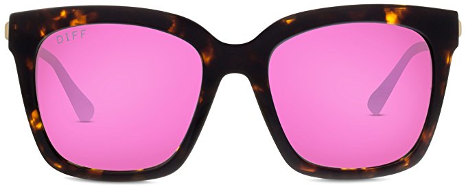 Designer Sunglasses - Diff Eyewear - Bella - Square Glasses - Acetate Frames - 100% UVA/UVB Sun Protection - Scratch Resistant - CR39 Lenses