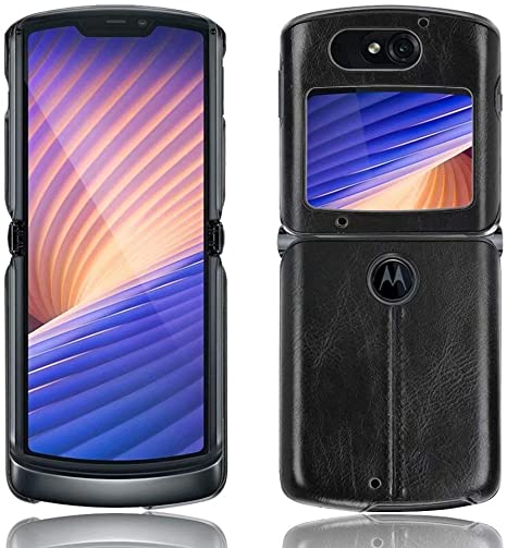 Ranyi Motorola Razr 5G Case, Luxury Retro Design PU Leather Flip Case Shock Absorbing Full Body Protective Flexible PU Leather Bumper Case Cover for Motorola Razr 5G 6.2" (2020), Black