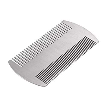 Beard Comb, Mustache Comb with Fine & Coarse Teeth for Men by HAWATOUR - Stainless Steel