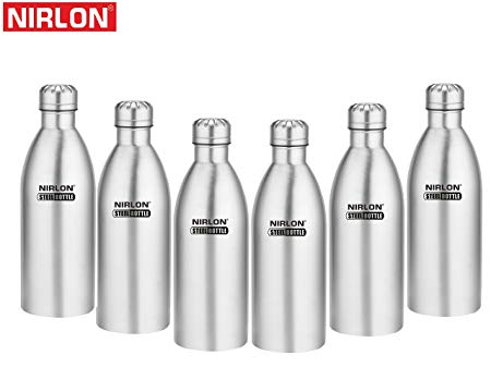 Nirlon Stainless Steel Water Bottle Set, 6-Pieces, Silver (6_FB_48844)