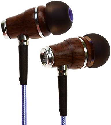 Symphonized NRG 2.0 Premium Genuine Wood In-ear Noise-isolating Headphones|Earbuds|Earphones with Innovative Shield Technology Cable and Mic (Purple Metallic)