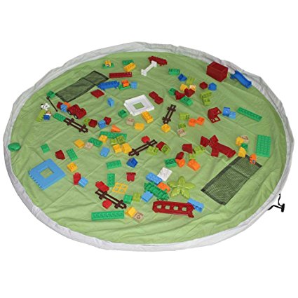 iDili Play Mat and Toy Storage Bag Large Size 60 Inches Diameter Sturdy Canvas Material (Green)