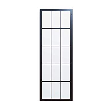 DIYHD 30 X 86.5inch Black Steel Framed Glass Barn Door Slab Interior Clear Tempered Glass Sliding Barn Door Panel