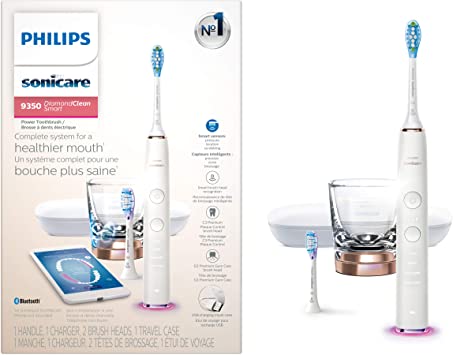 Philips Sonicare DiamondClean Smart 9350 Rechargeable Electric Toothbrush with Bluetooth & Travel Case, HX9902/67, Rose Gold