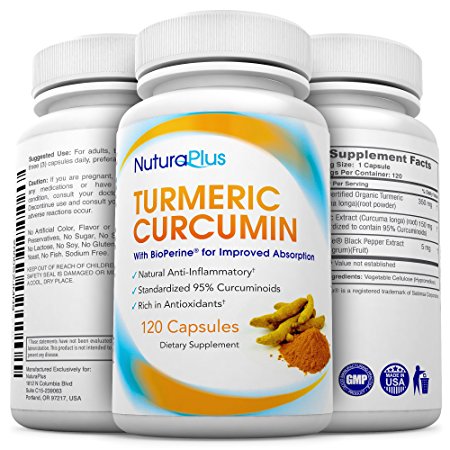Premium Turmeric Curcumin with BioPerine (120 count) - Natural Anti-Inflammatory Joint Pain Relief - Rich in Antioxidants - Immune Booster - Black Pepper for High Bio-availability - 95% Curcuminoids