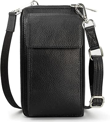 BULL GUARD Crossbody Leather Wallet Phone Purse, Anti Theft and RFID Blocking, Small Elegant Design for Travel