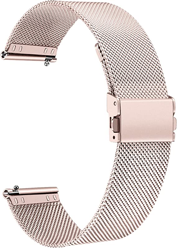 TRUMiRR Band for Galaxy Watch 5 4 40mm Pink Gold Women, 20mm Thin Mesh Stainless Steel Watchband Upgraded Buckle Strap for Samsung Galaxy Watch 5 4 40mm 44mm Smartwatch