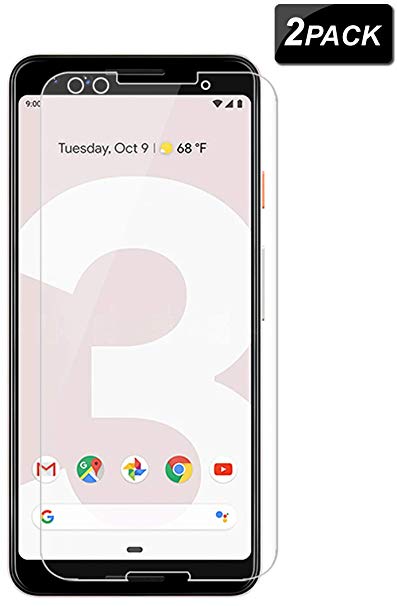 Google Pixel 3 Screen Protector(2Pack),Keliple Tempered Glass Screen Protector for Google Pixel 3[Case Friendly][HD-Clear][0.26mm][Anti-Glare][Bubble-Free][Anti-Scratch][9H Hardness] (Clear)