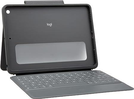 Logitech Rugged Folio for iPad (7th, 8th, & 9th Generation) Protective Keyboard Case, AZERTY French Layout - Graphite