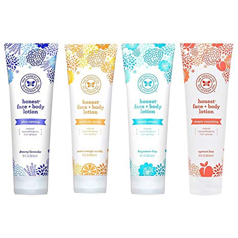 The Honest Company - Natural Hypoallergenic Non-Greasy Face and Body Lotion Variety Pack - 4 Scents, Each 8.5 Ounce