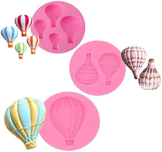 Palksky Cake decoration fondant mold set- Hot Air Balloon Design for chocolate candy baking Pastry Cookie Sugar Craft (Set of 3)