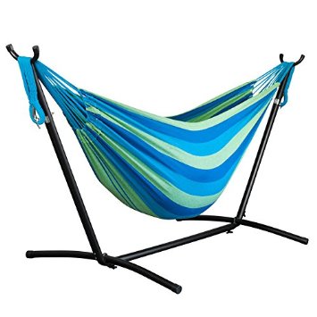 Driftsun Space Saving Two Person Patio and Lawn Portable Hammock with Steel Stand Forest