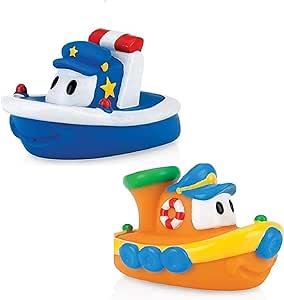 Nuby Tub Tugs Floating Bath Boats - 2 Pack (Blue Orange)