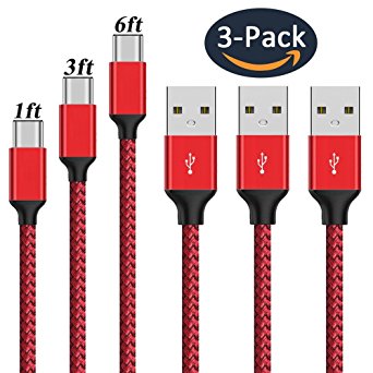 USB Type C Cable ThinkANT 3Pack 1FT 3FT 6FT USB-C to USB-A 2.0 Nylon Braided Fast Charging Cable Charger Cord for Samsung Galaxy S8 Plus Note 8,LG V30 V20 G6 G5,Nexus 5X 6P,Pixel XL,Nintendo Switch