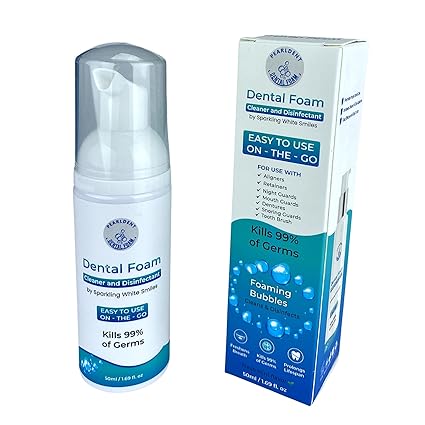Pearldent Dental Foam - Cleans and Sterilizes Removable Dental and Ortho Appliances - Up to 4 Months Supply. Great for Aligners, Retainers, Mouth Guards.