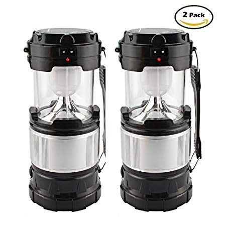LED Portable Lights, Solar Portable Outdoor Camping Collapsible Flashlight for Emergency supplies,Hurricane,Power failure, Waterproof LED Lighting 2-Pack.