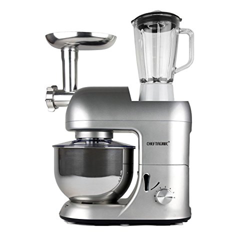 CHEFTRONIC Stand Mixers SM-1086 120V/650W 5.3qt Bowl Multifunction Kitchen Electric Mixer Machine (Silver)