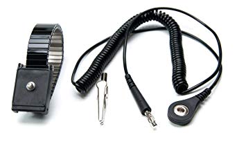 Bertech Metal Adjustable Swivel Wrist Strap with 12' Cord, 1 Megohm Resistor, 4mm Snap, Black