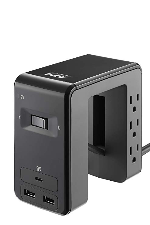 APC Desk Mount Power Station, 6 Outlet U-Shaped Surge Protector, 1080 Joule of Surge Protection with 1 Type C USB Charging Port, and 2 Type A Charging Ports (PE6U21)